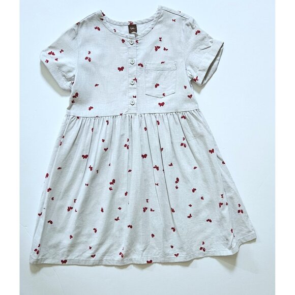 Tea Collection 7 Linen Butterfly Ecru/Red Shirtwaist Dress - Picture 1 of 3